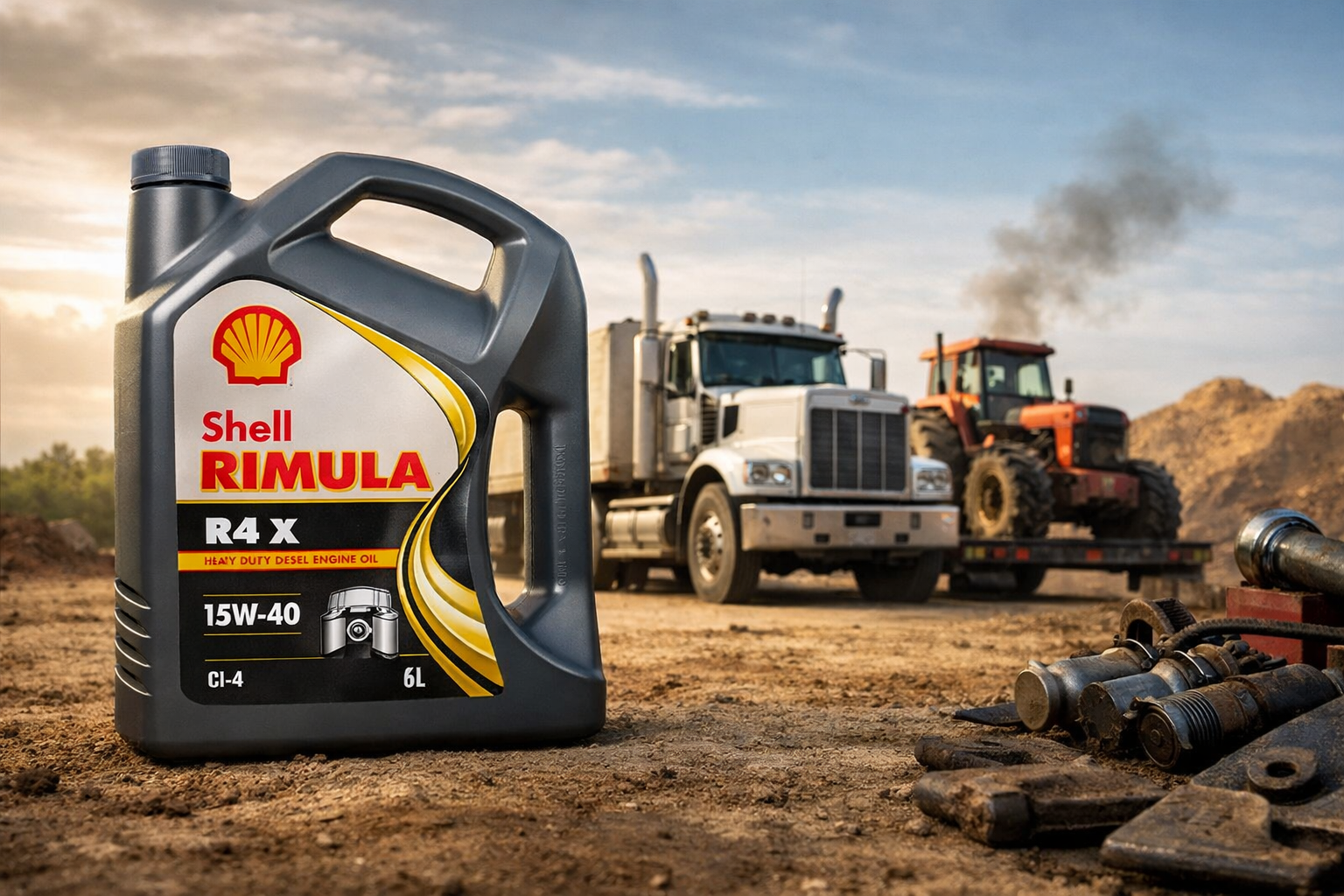 Shell Rimula R4X 15W40 API CI-4 bảo vệ động cơ diesel hoạt động liên tục trong điều kiện tải nặng