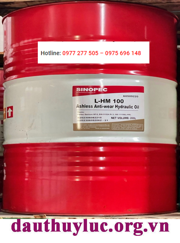 Dầu thủy lực Sinopec Ashless Anti Wear Hydraulic Oil LHM 100